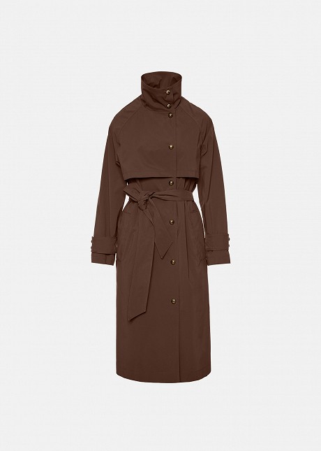 Longline trench coat in high collar