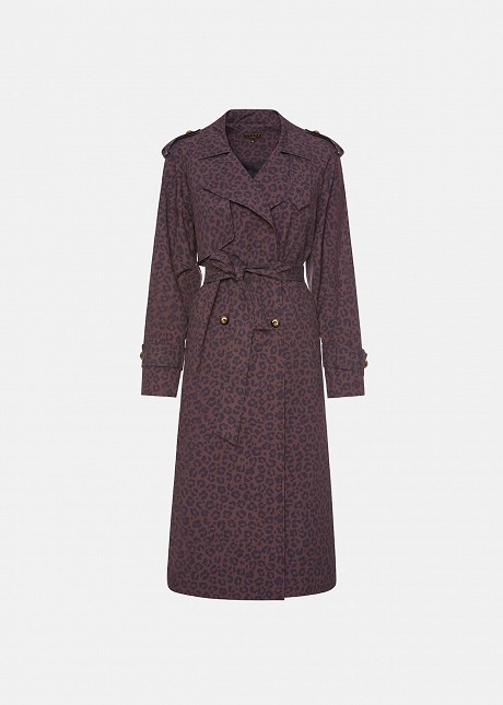 Animal print trench coat