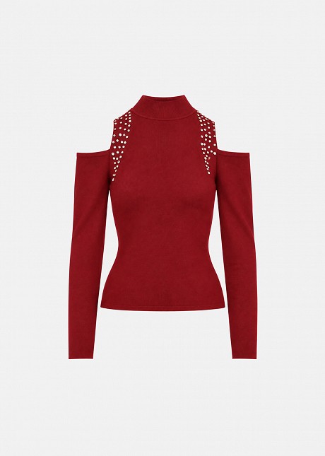 Slim-fit sweater with crystals