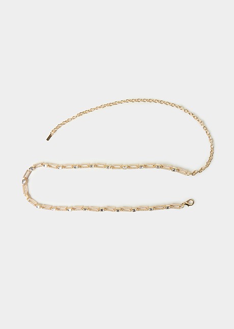 Gold-tone chain belt decorated with crystals