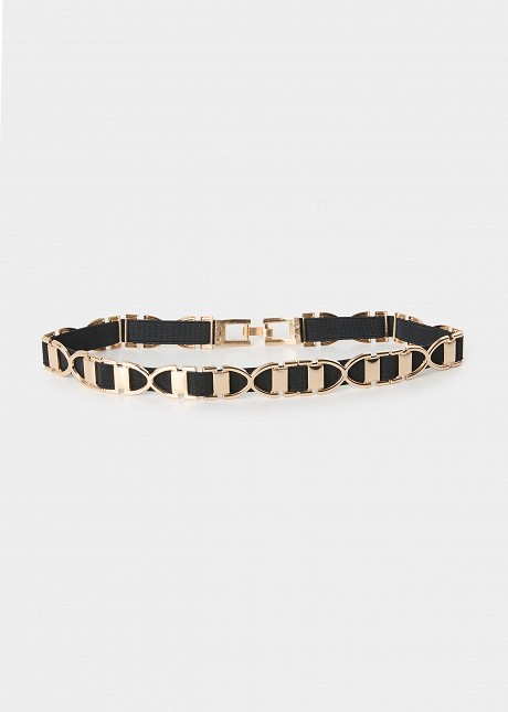 Black belt with gold-tone metal details