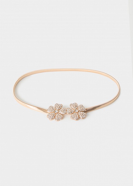 Metal belt with flower detail