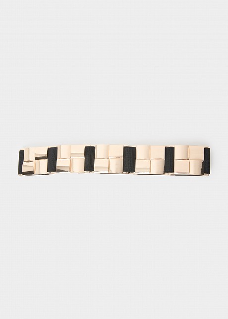 Black elastic belt with metal details