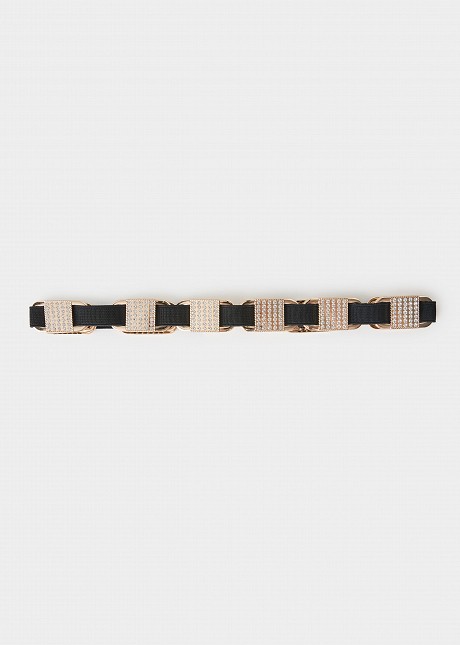 Belt with gold-tone details and rhinestones