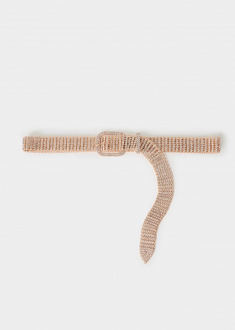 Metal belt with rhinestones