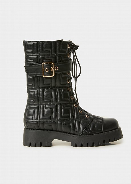 Quilted-effect logo ankle boots