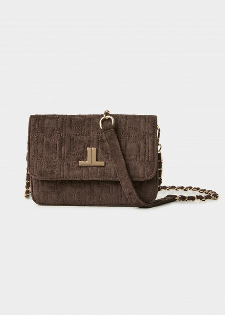 Mini shoulder bag with a quilted suede-effect