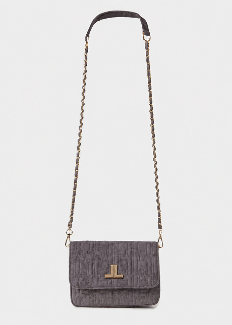 Mini shoulder bag with a quilted suede-effect