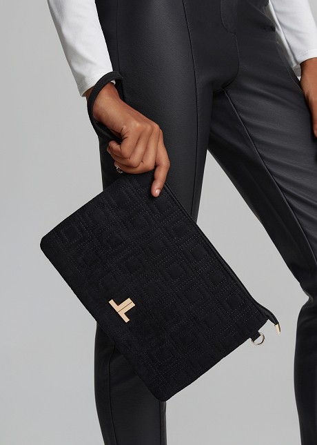 Pouch bag in suede look