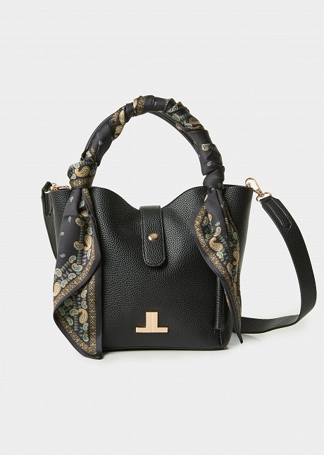 Handbag with a decorative scarf
