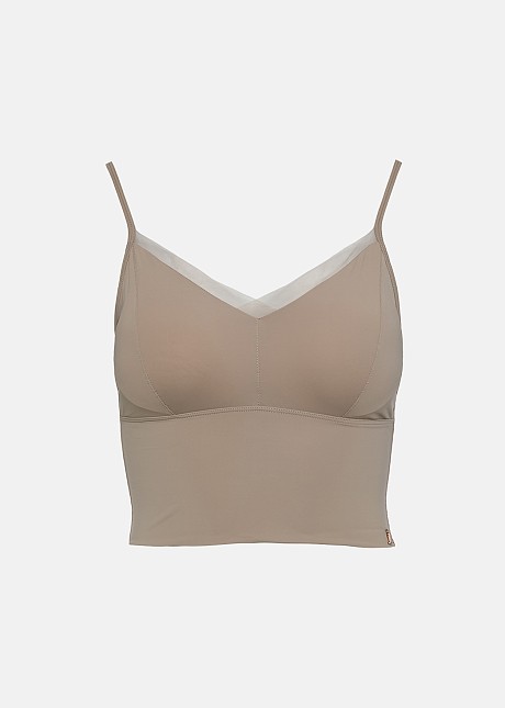 Seamless elastic bustier with sheer detail