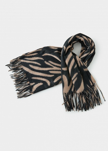 Animal print εσάρπα με κρόσσια