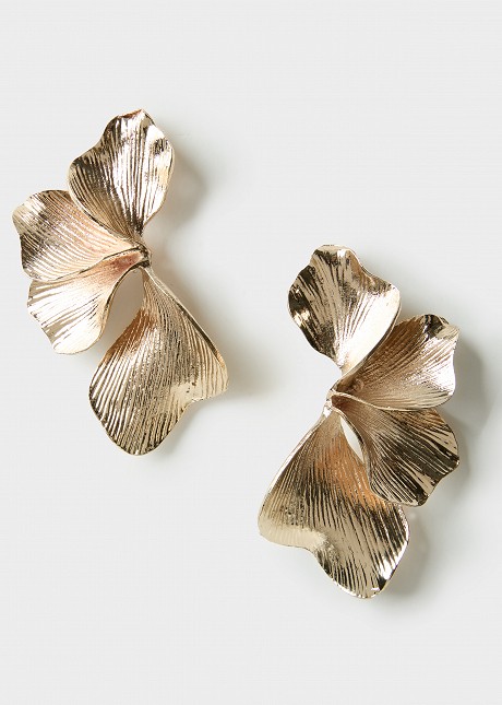 Large leaf earrings in flower