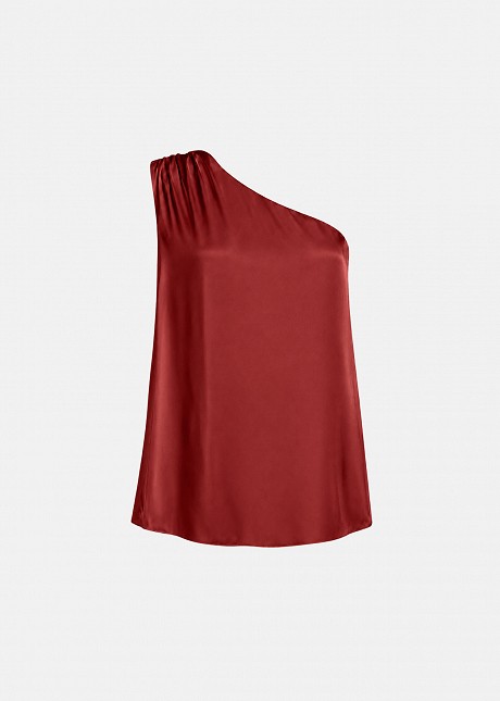 One shoulder top in satin look