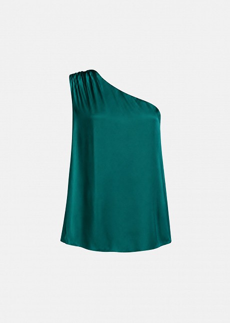 One shoulder top in satin look