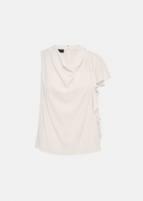 One-sleeve top with decorative ruffles