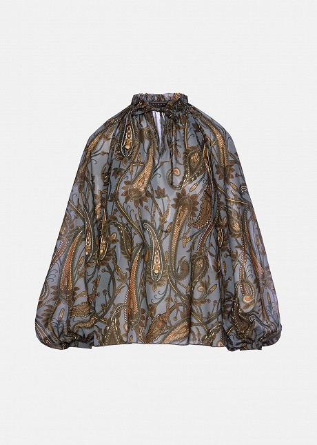Paisley-print chiffon blouse