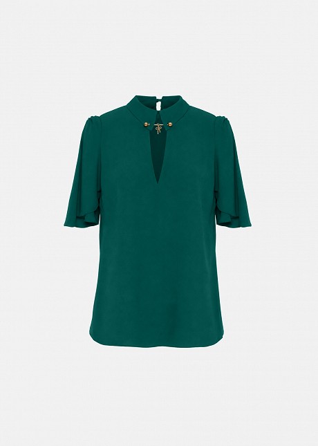 Blouse with flared sleeves