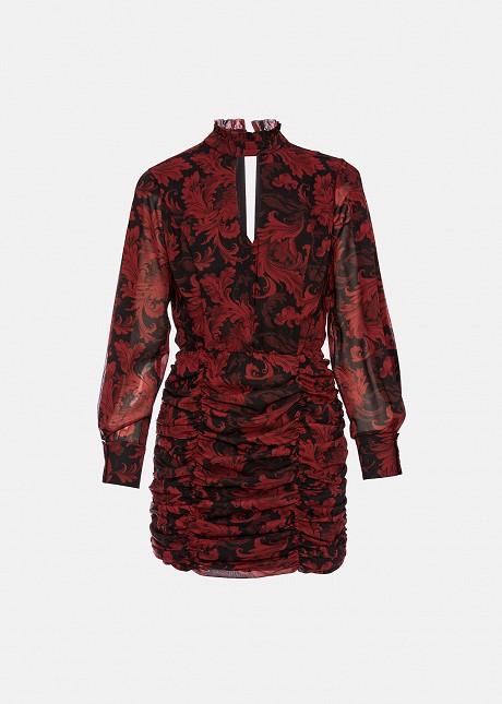 Printed mini dress with ruched details