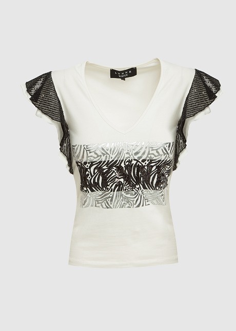 Short sleeve blouse with print "LYNNE"