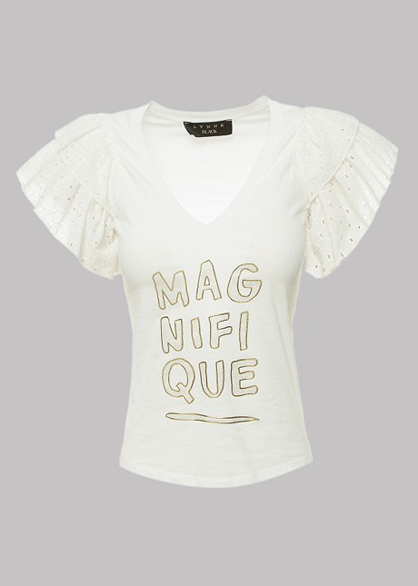 Blouse with ruffles and print "MAGNIFIQUE"