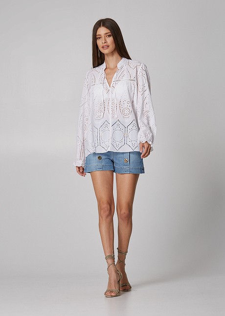 Broderie long sleeve blouse