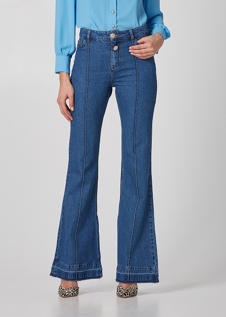 Wide leg jeans με άνοιγμα