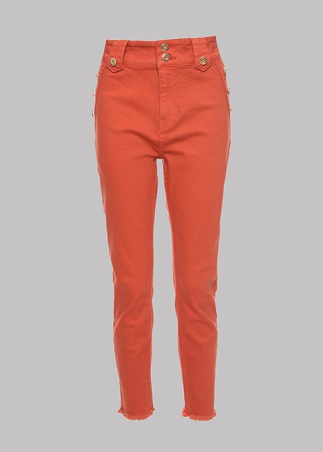 Highrise denim trousers with buttons