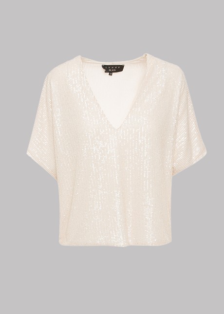 Short sleeve blouse with sequins