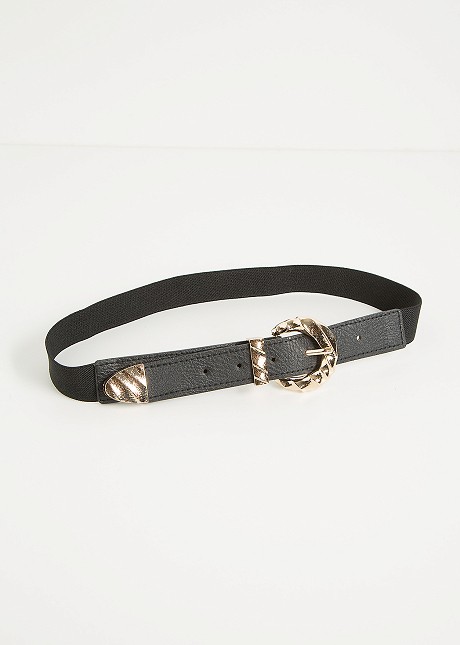 Elastic belt with oval buckle