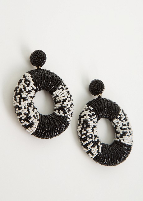 Earrings set with beads