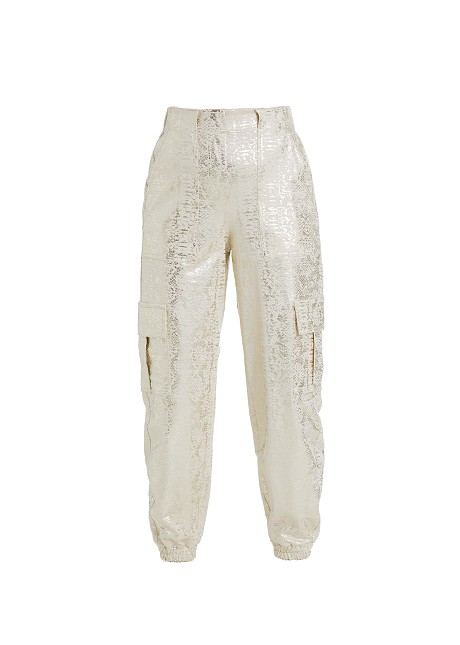 Snake print cargo trousers