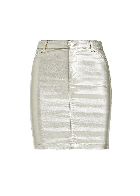 Denim foil mini skirt