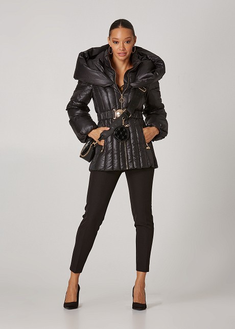 Puffer jacket with bold hood
