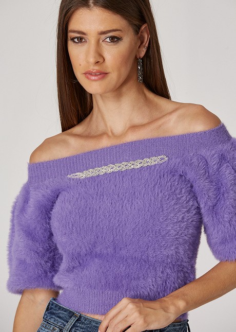 Fluffy, off shoulder sweater