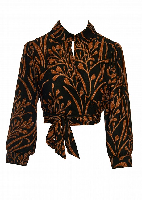 Printed blouse with tie detail