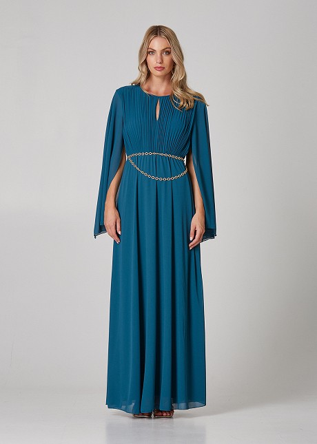 Maxi dress with pleated details