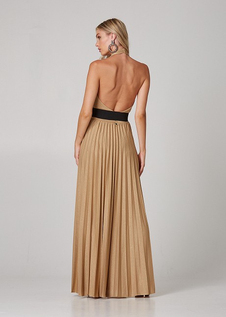 Maxi lurex dress with open back
