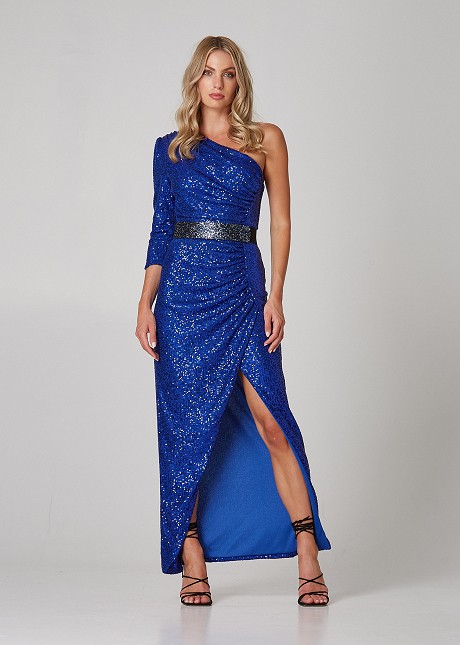 Maxi one shoulder dress with sequins