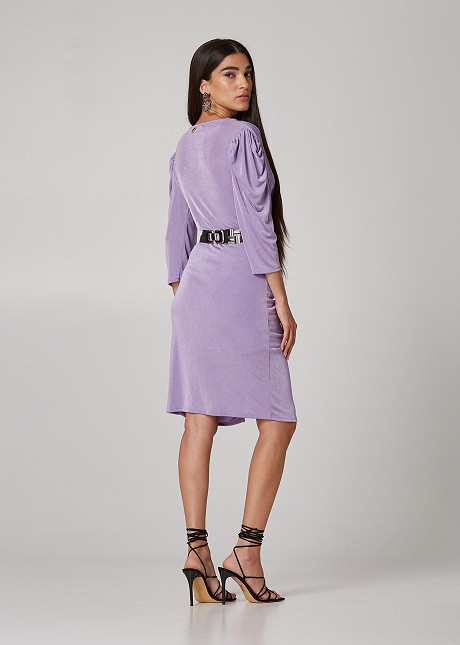 Cowl neck dress with ruffles