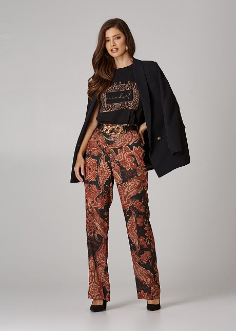 Trousers with paisley print