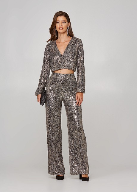 High waisted sequins pants