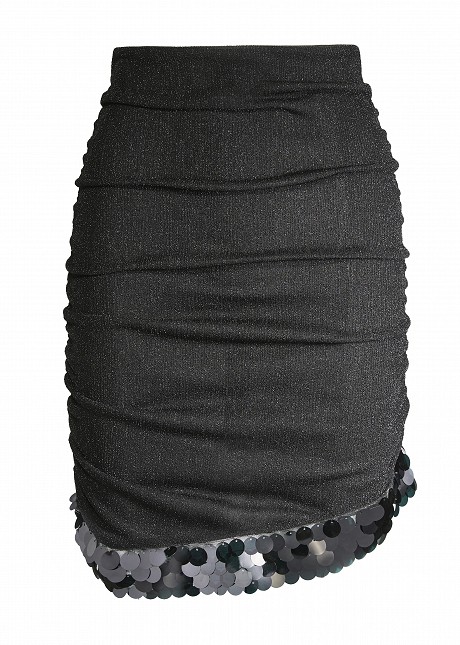 Mini lurex skirt decorated with frills and sequins