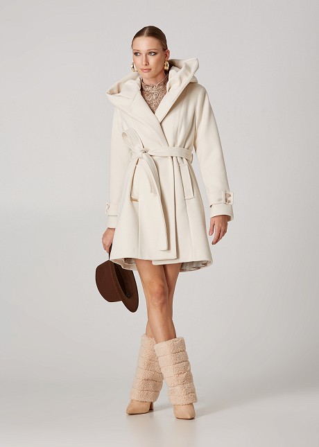 Mid length hooded coat