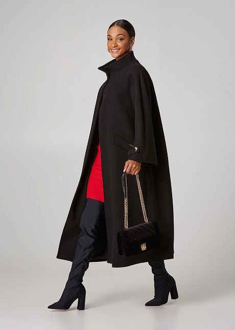 High collar long length coat