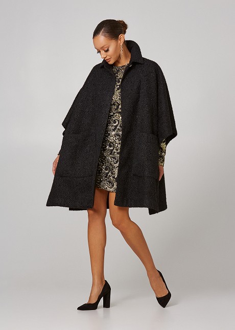 Lurex cape-coat with pockets