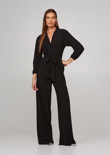 Long sleeve jumpsuit with tie