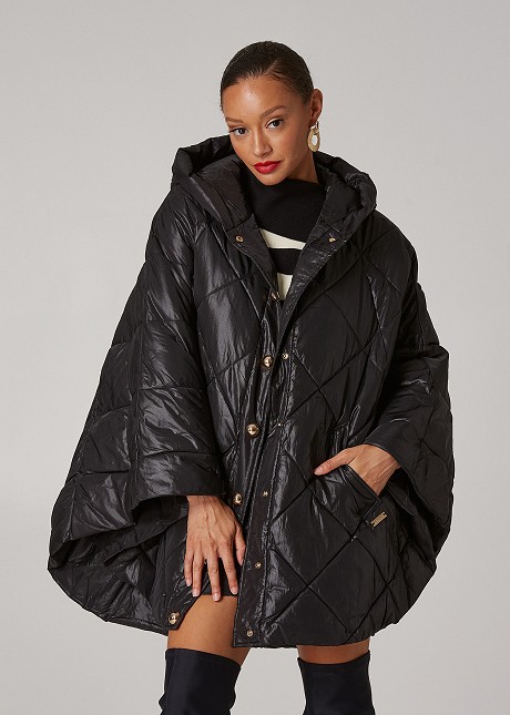 Quilted hooded cape