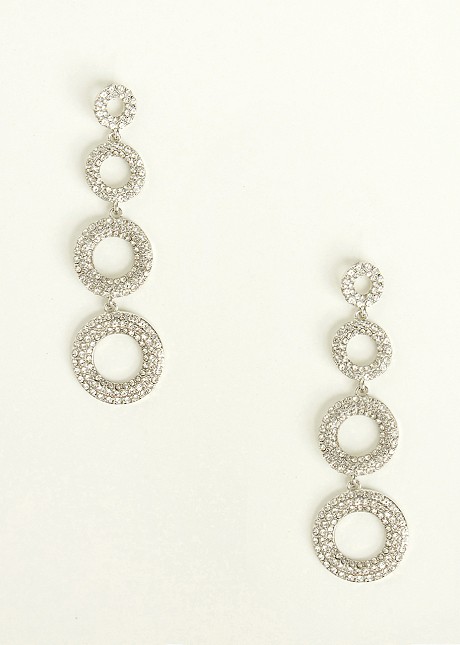 Drop earrings with circles with strass