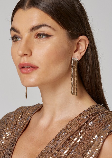 Drop earrings with strass details